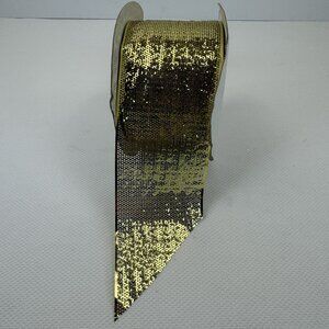 Michaels Stores Gold Sequin Mesh Ribbon Roll 35 Yards 3.25 Inches Wide Sieve #40